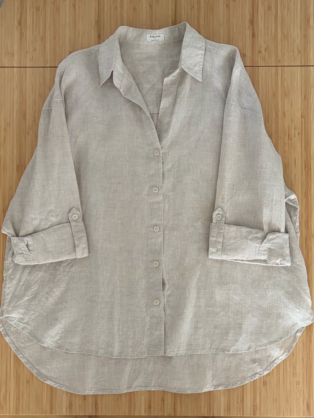 Aritzia Archive 100% Linen Shirts size S Undyed Ecru / Relaxed Button-Up